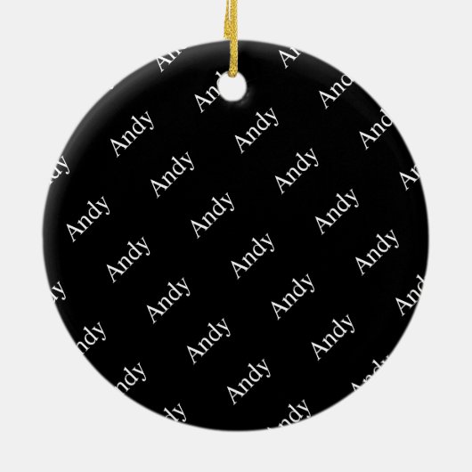 Herhalende Naam of Woordpatroon Zwart-wit Keramisch Ornament (Achterkant)