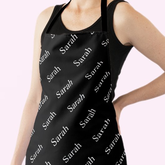 Herhalende Naam of Woordpatroon Zwart-wit Schort
