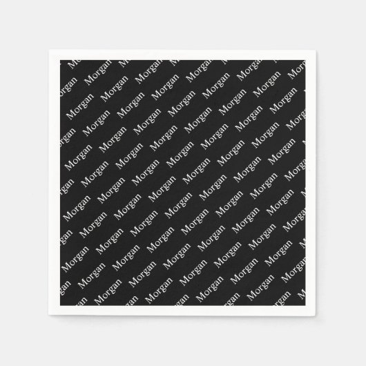 Herhalende Naam of Woordpatroon Zwart-wit Servet (Voorkant)