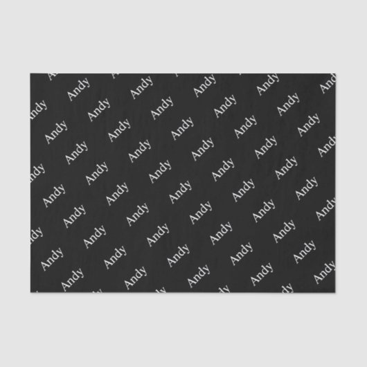 Herhalende Naam of Woordpatroon Zwart-wit Tissuepapier (Voorkant)