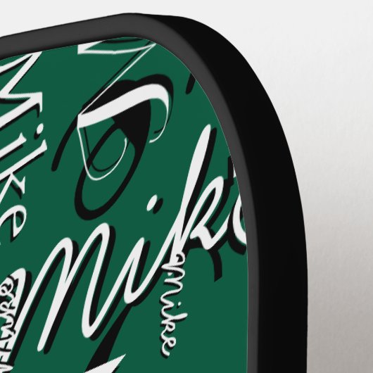 Herhalende naam over Hunter-Green Pickleball Paddle (Links Detail)