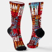 Herhalende naam overal donkerrood sokken (Gebogen)