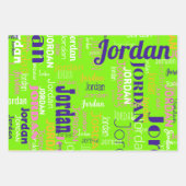 Herhalende Naam Paarse Roze Chartreuse Groen Inpakpapier Vel (Voorkant 3)