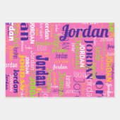 Herhalende Naam Paarse Roze Chartreuse Groen Inpakpapier Vel (Voorkant 2)