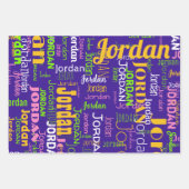 Herhalende Naam Paarse Roze Chartreuse Groen Inpakpapier Vel (Voorkant)