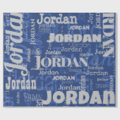 Herhalende Naam Patroon Blauw en Zilveren Kerstmis Cadeaupapier (Vlak)