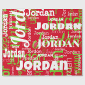 Herhalende Naam Patroon Groen Wit Rood Kerstmis Cadeaupapier (Vlak)