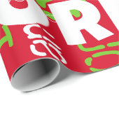Herhalende Naam Patroon Groen Wit Rood Kerstmis Cadeaupapier (Rol Hoek)