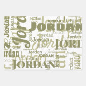 Herhalende Naam Patroon Sage Groen Wit Modern Inpakpapier Vel (Voorkant 3)