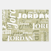 Herhalende Naam Patroon Sage Groen Wit Modern Inpakpapier Vel (Voorkant)