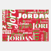 Herhalende Naam Rood Groen Wit Kerstmis Inpakpapier Vel (Voorkant 2)