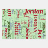 Herhalende Naam Rood Groen Wit Kerstmis Inpakpapier Vel (Voorkant 2)