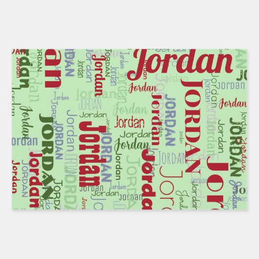 Herhalende Naam Rood Groen Wit Kerstmis Inpakpapier Vel (Voorkant 2)