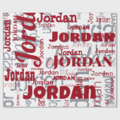 Herhalende Naam Rood Zilver Wit Patroon Kerstmis Cadeaupapier (Vlak)