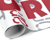 Herhalende Naam Rood Zilver Wit Patroon Kerstmis Cadeaupapier (Rol Hoek)