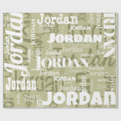 Herhalende Naam Sage Groen Wit Moderne Neutrals Cadeaupapier (Vlak)
