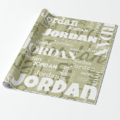 Herhalende Naam Sage Groen Wit Moderne Neutrals Cadeaupapier (Uitgerold)