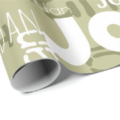Herhalende Naam Sage Groen Wit Moderne Neutrals Cadeaupapier (Rol Hoek)