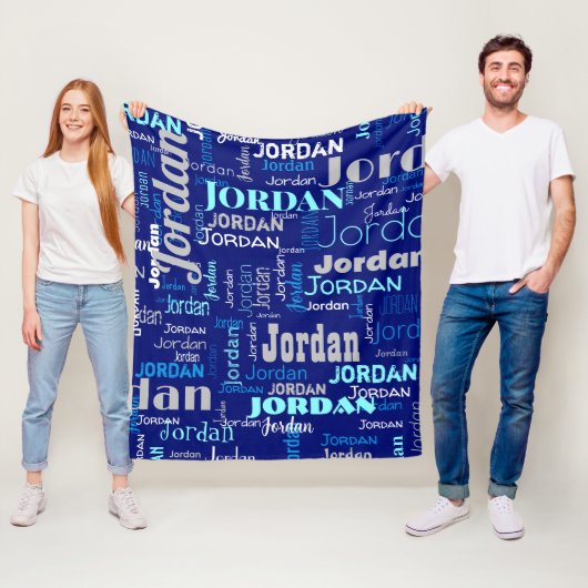 Herhalende Naam Shades of Blue en Silver Modern Fleece Deken (In situ)