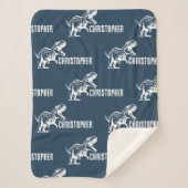 Herhalende Naam T-Rex Signature Midnight Oerwoud Sherpa Deken (Voorkant)