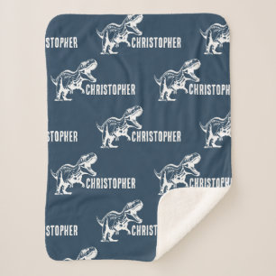 Herhalende Naam T-Rex Signature Midnight Oerwoud Sherpa Deken