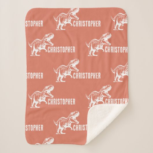 Herhalende Naam T-Rex Signature Raptor Rust Sherpa Deken (Voorkant)