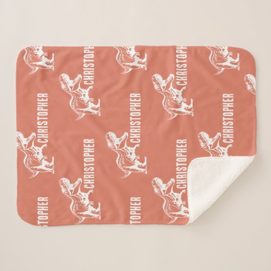 Herhalende Naam T-Rex Signature Raptor Rust Sherpa Deken (Voorkant (horizontaal))