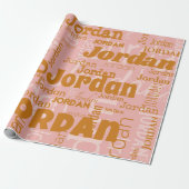 Herhalende Naam Terracotta Blush Moderne Typografi Cadeaupapier (Uitgerold)