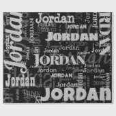 Herhalende Naam Zwart Grijs Modern Neutrals Letter Cadeaupapier (Vlak)