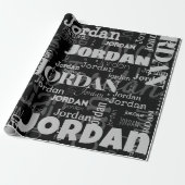 Herhalende Naam Zwart Grijs Modern Neutrals Letter Cadeaupapier (Uitgerold)