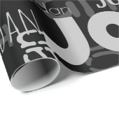 Herhalende Naam Zwart Grijs Modern Neutrals Letter Cadeaupapier (Rol Hoek)