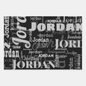 Herhalende Naam Zwart Grijs Wit Modern Neutraal Inpakpapier Vel (Voorkant 2)