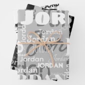 Herhalende Naam Zwart Grijs Wit Modern Neutraal Inpakpapier Vel (In situ)