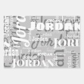 Herhalende Naam Zwart Grijs Wit Modern Neutraal Inpakpapier Vel (Voorkant)