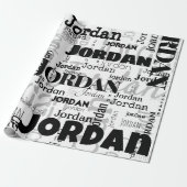 Herhalende Naam Zwart Grijs Wit Moderne Neutrals Cadeaupapier (Uitgerold)
