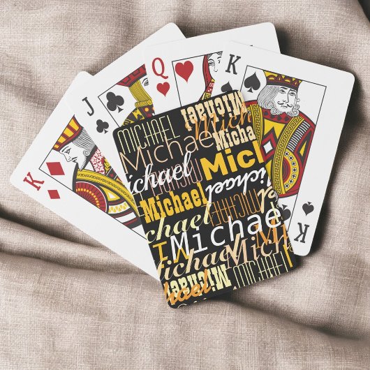 Herhalende namen Cool Yellow Typography Pokerkaarten