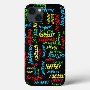 Herhalende Names Black Background, FUN, iPhone 13 Hoesje