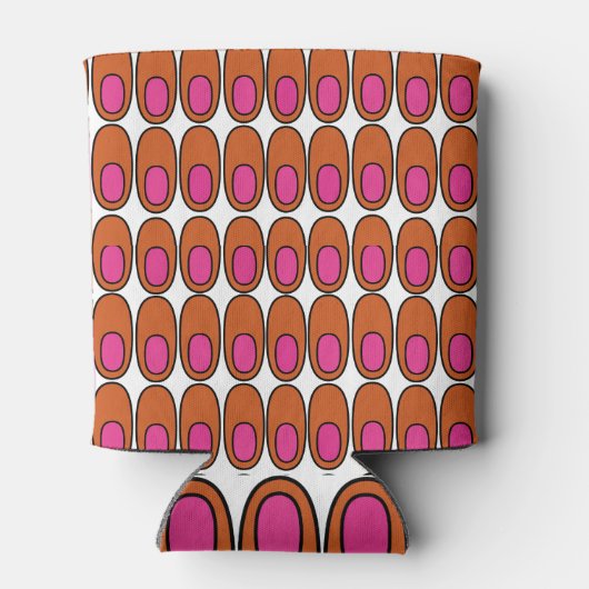 Herhalende Oranje en roze ovalen Blikjeskoeler (Achterkant)