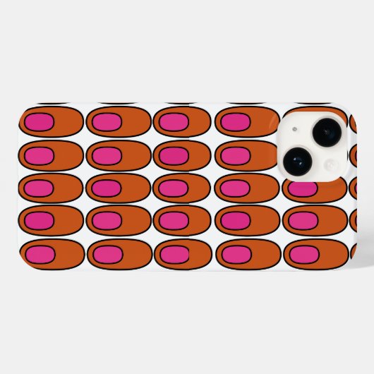 Herhalende Oranje en roze ovalen Case-Mate iPhone Case (Achterkant (horizontaal))