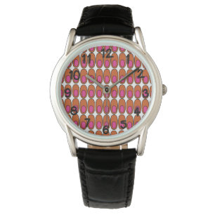 Herhalende Oranje en roze ovalen Horloge