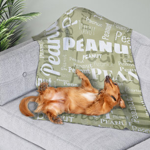Herhalende Pet Name Patroon Sage Groen Wit Modern Fleece Deken