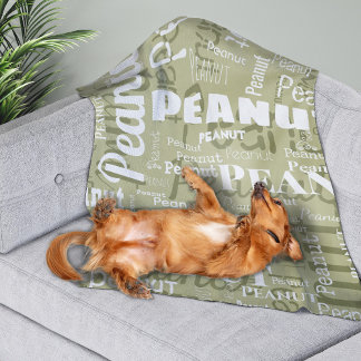 Herhalende Pet Name Patroon Sage Groen Wit Modern Fleece Deken