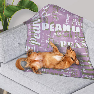 Herhalende Pet Name Pattern Lila Wit Modern Fleece Deken