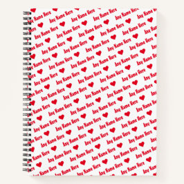 Herhalende Rode Naam & Harten Schattige Meisje Notitieboek