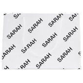 Herhalende Tekst Modern Wit & Zwart Groot Cadeauzakje (Voorkant)