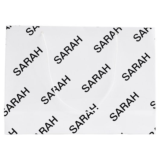  Herhalende Tekst Modern Wit & Zwart Groot Cadeauzakje (Achterkant)