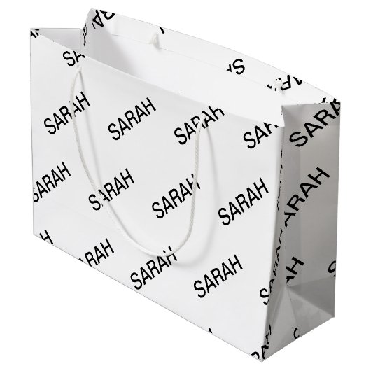  Herhalende Tekst Modern Wit & Zwart Groot Cadeauzakje (Achterkant Gekanteld)