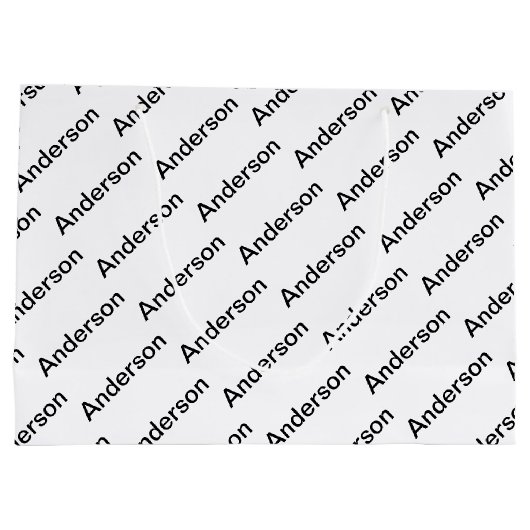 Herhalende Tekst Modern Wit & Zwart Groot Cadeauzakje (Achterkant)