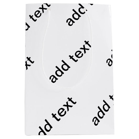 Herhalende Tekst Modern Wit & Zwart Medium Cadeauzakje (Voorkant)