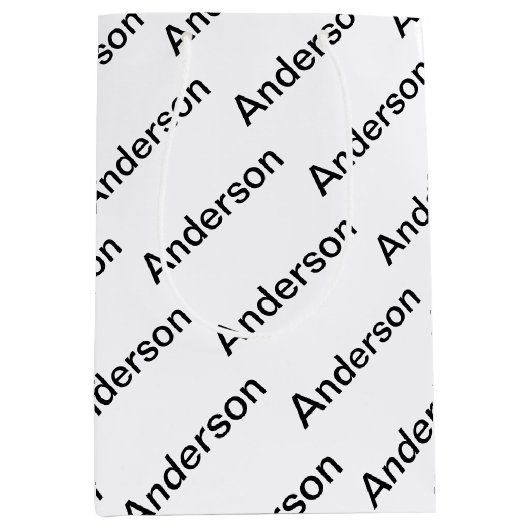  Herhalende Tekst Modern Wit & Zwart Medium Cadeauzakje (Voorkant)